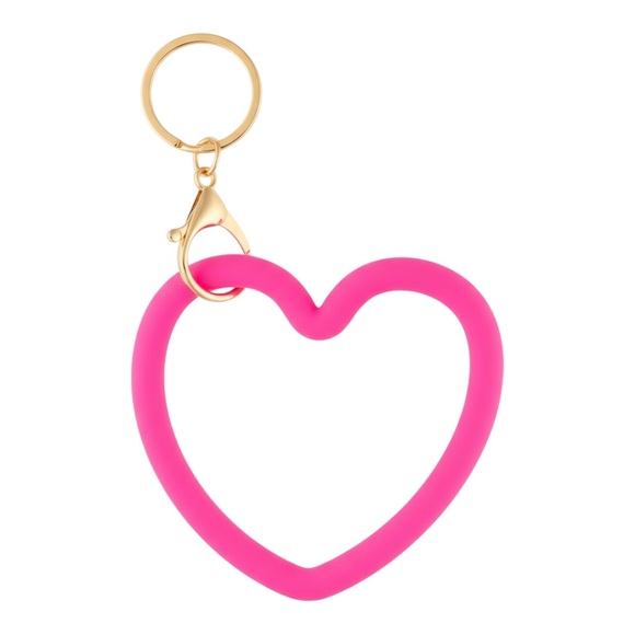 Accessories - Pink Heart Silicone Key Ring with Gold Hardware